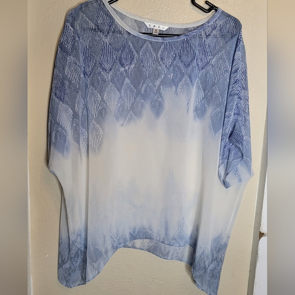 CAbi 781 Fade Out Sheer Blue & White Blouse Size Small Womens - Picture 7 of 8